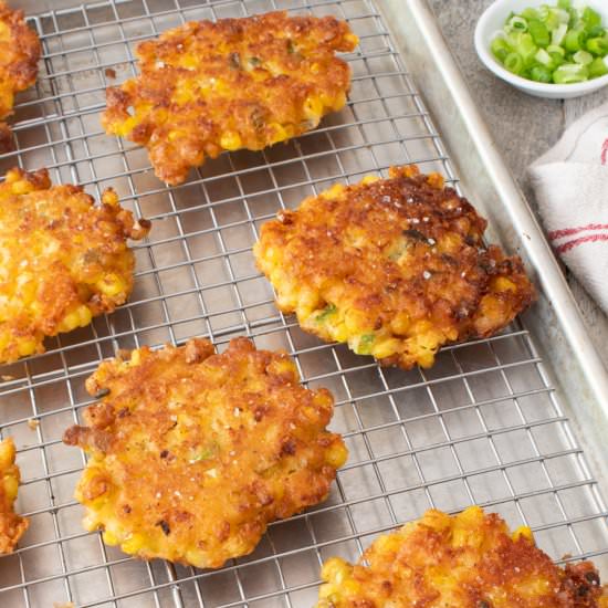 Corn Fritters - Recipe photo by For the Love of Cooking