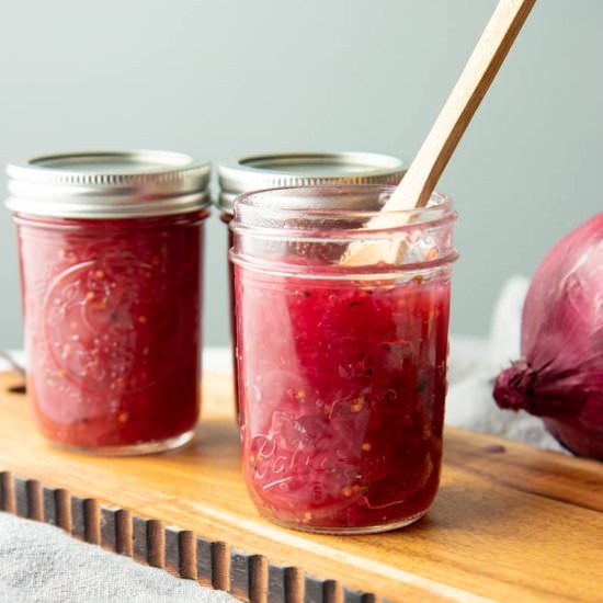 Red Onion and Port Jam - Recipe photo by wholefully