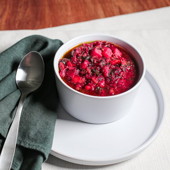 Whole30 Beet Green Borscht - Recipe photo by theproducepack