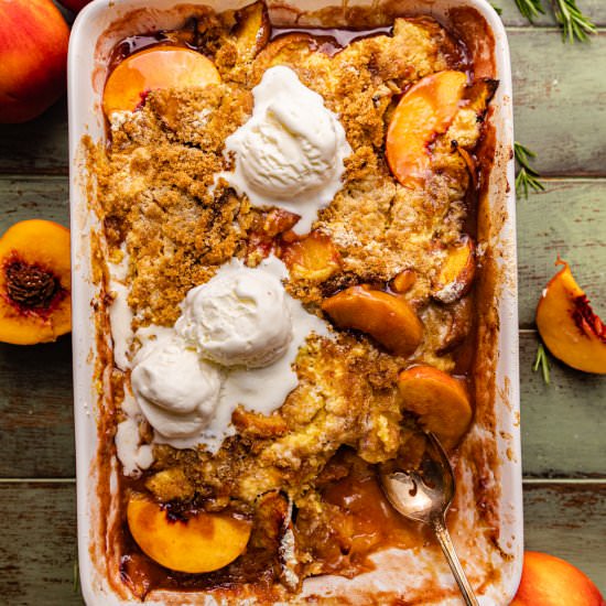 Peach Cobbler with Cake Mix - Recipe photo by BritneyBreaksBread