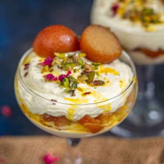 Rabdi Gulab Jamun Parfait - Recipe photo by Whiskaffair