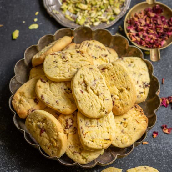Kesar Pista Shortbread Cookies - Recipe photo by Whiskaffair