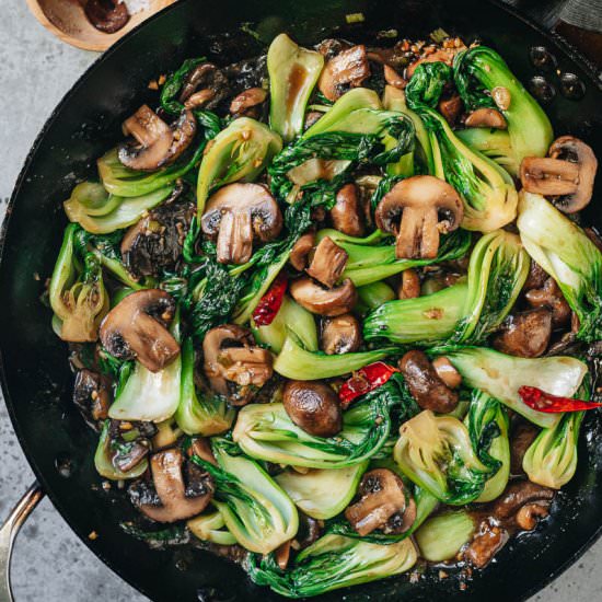 Bok Choy and Mushroom Stir Fry - Recipe photo by omnivorescookbook