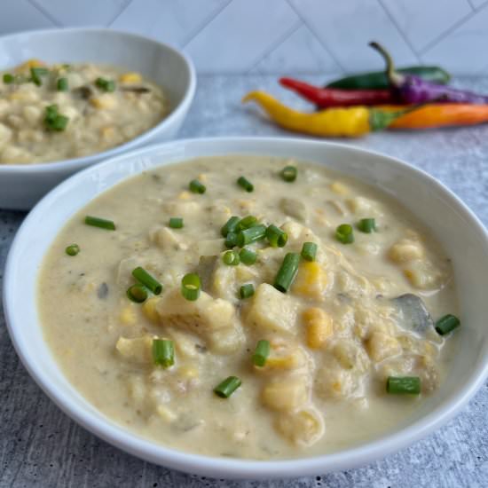 Corn Poblano Chowder - Recipe photo by Eatbreathelove313