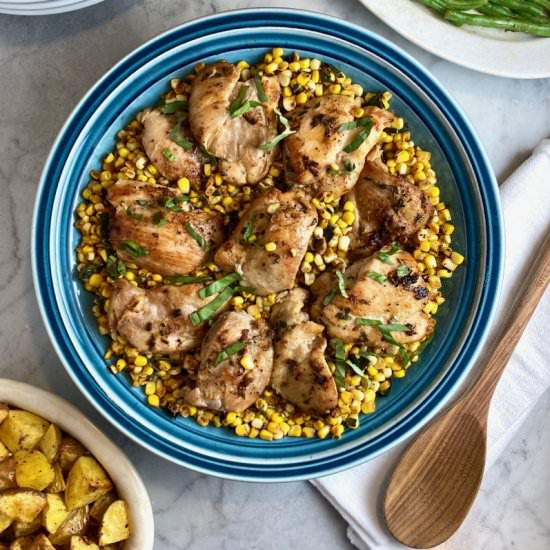 Chicken & Brown Butter Corn - Recipe photo by thebrookcook.wordpress.com