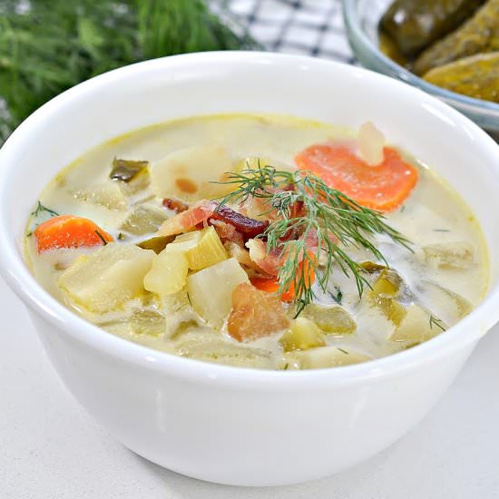 LOW CARB DILL PICKLE SOUP & BACON - Recipe photo by Stylish Cravings