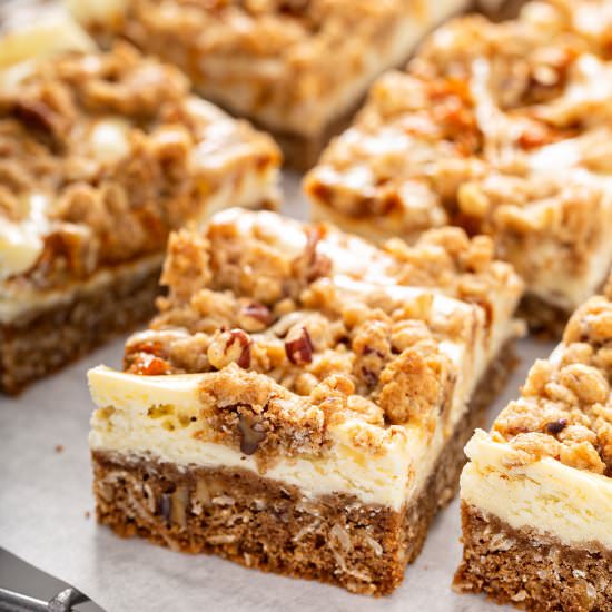 Swirled Pumpkin Cheesecake Bars - Recipe photo by Lemon blossoms
