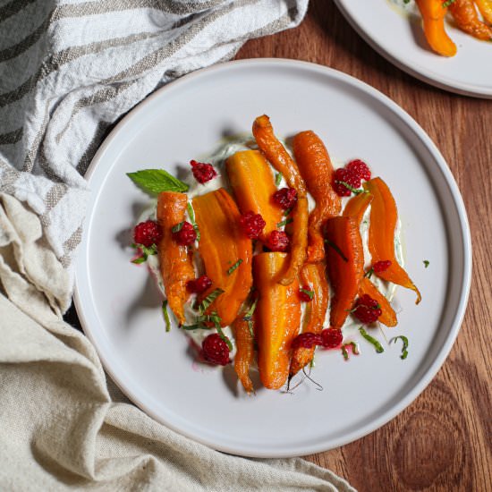 Roasted Carrots with Spiced Yogurt - Recipe photo by theproducepack