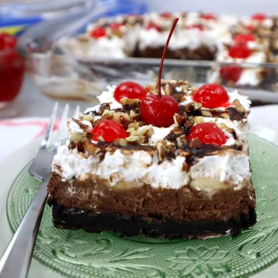 Chocolate Banana Split Cake - Recipe photo by TheFreckledCook
