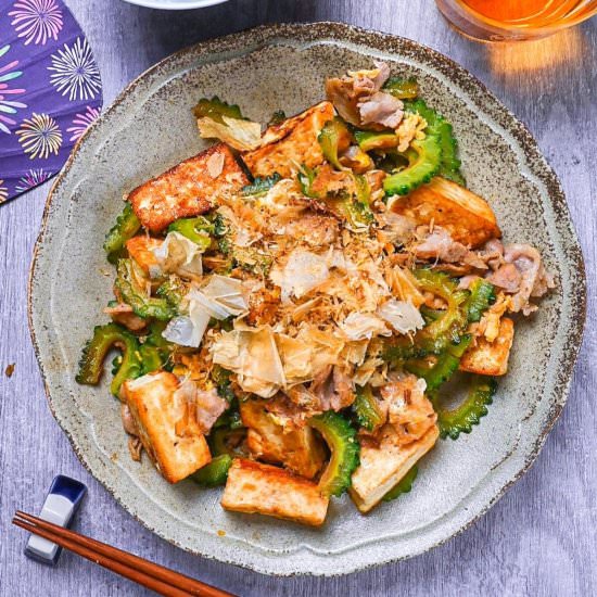 Goya Champuru Bitter Melon Stir Fry - Recipe photo by Sudachi Recipes