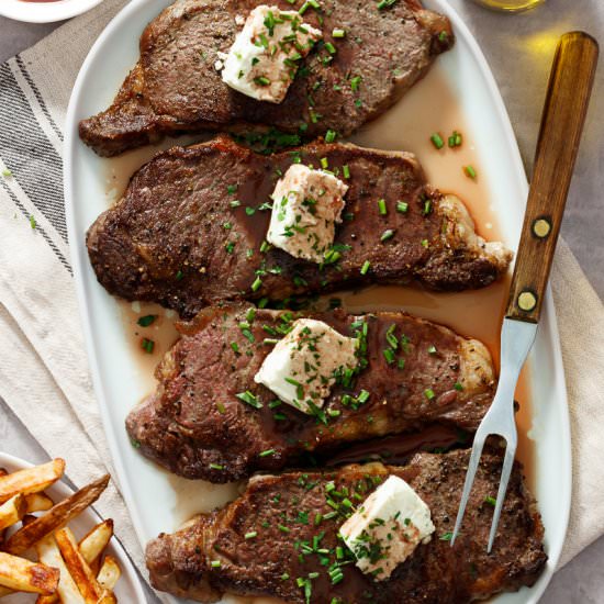 Pan-Seared Steaks with Boursin - Recipe photo by jillshough