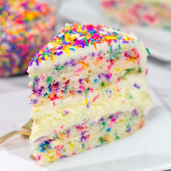 Funfetti Cheesecake Cake - Recipe photo by spicedblog