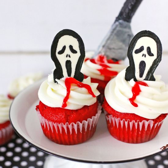 Scream Halloween cupcakes - Recipe photo by eazypeazydesserts