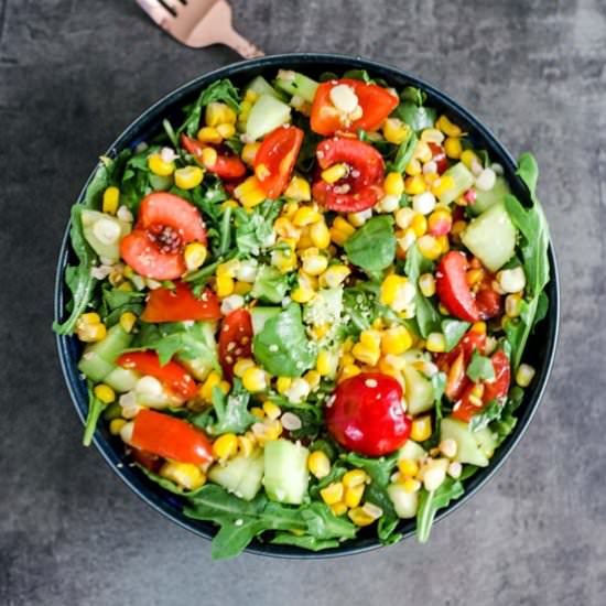 Summer cherry and corn salad - Recipe photo by trafficlightcook