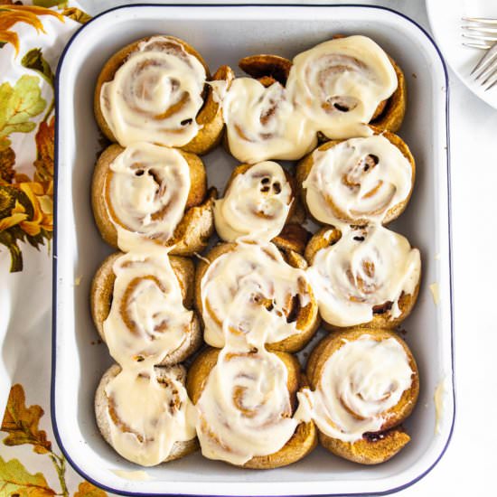 Pumpkin Cinnamon Rolls - Recipe photo by farmflavor