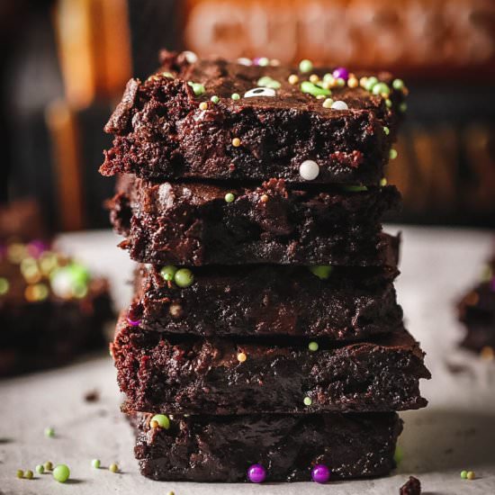 Gluten Free Halloween Brownies - Recipe photo by whensaltyandsweetunite.com