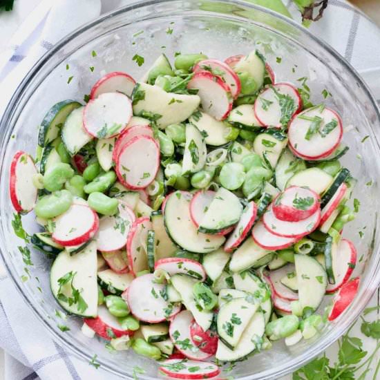 Broad Bean Summer Salad (Vegan) - Recipe photo by joskitchenlarder