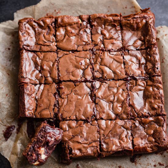 EASY FUDGY Triple Chocolate Brownie - Recipe photo by tiffinandteaofficial