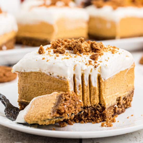 No Bake Pumpkin Cheesecake Bars - Recipe photo by thecaglediaries
