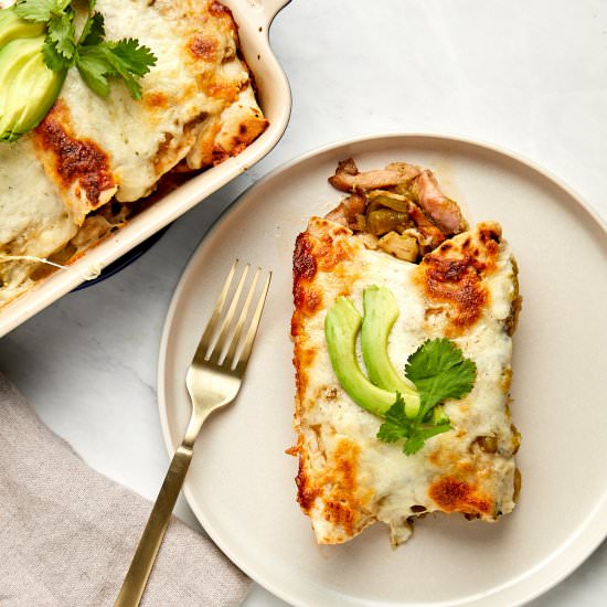 Hatch Chile Chicken Enchiladas - Recipe photo by casualepicure