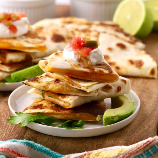 Simple Four Cheese Quesadillas - Recipe photo by Grits and Pinecones