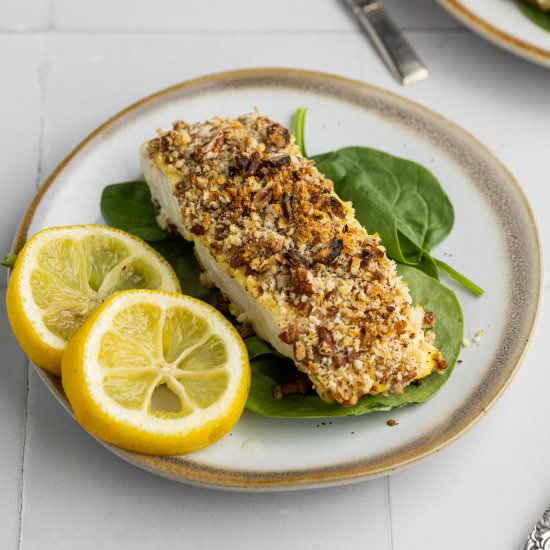 Pecan Crusted Halibut - Recipe photo by marleysmenu