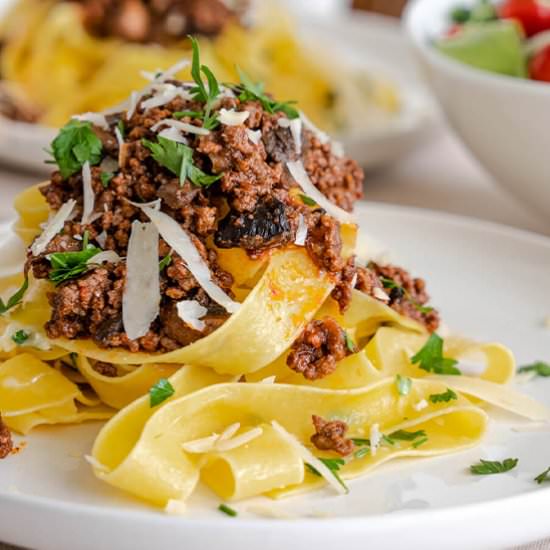 Beef and Mushroom Bolognese - Recipe photo by wellnesssleuth