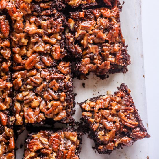 Pecan Pie Brownies - Recipe photo by The Desserted Girl