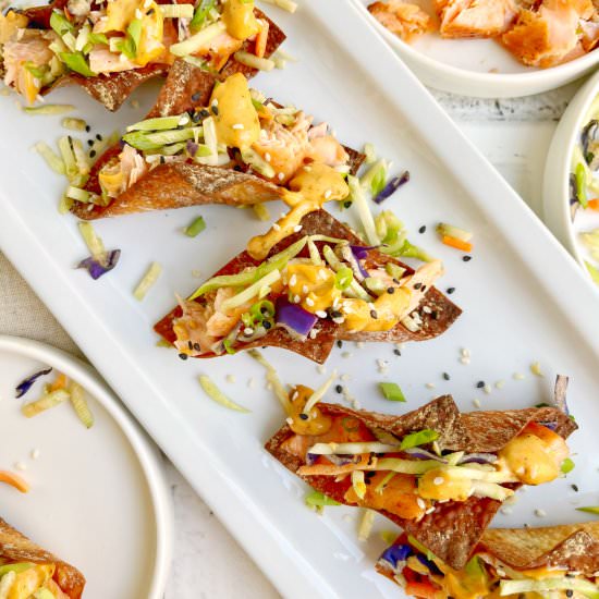 Baked Salmon Wonton Tacos - Recipe photo by Theyummymuffin