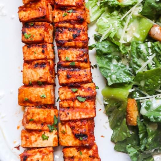 Delicious Greek Tofu Skewers - Recipe photo by blessthismeal