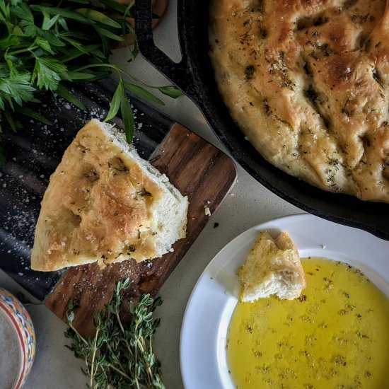 Stovetop Focaccia - Recipe photo by The Buslife Kitchen