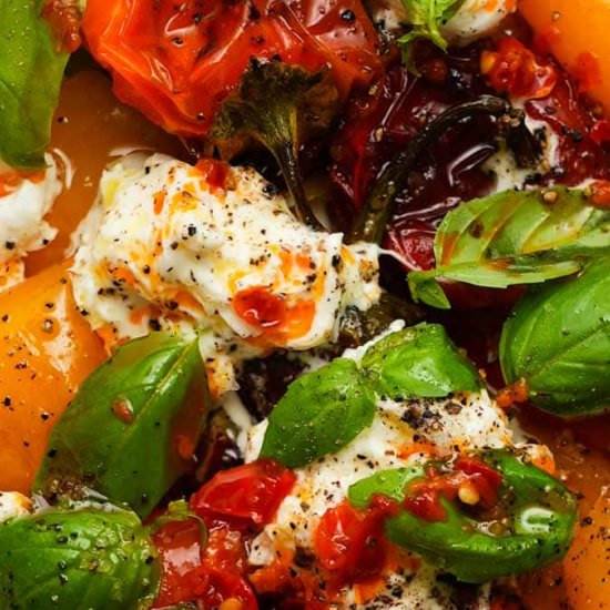 Roasted Bell Pepper Caprese - Recipe photo by lindseyeatsla