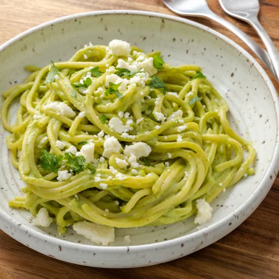 Creamy Green Spaghetti - Recipe photo by Lemon blossoms