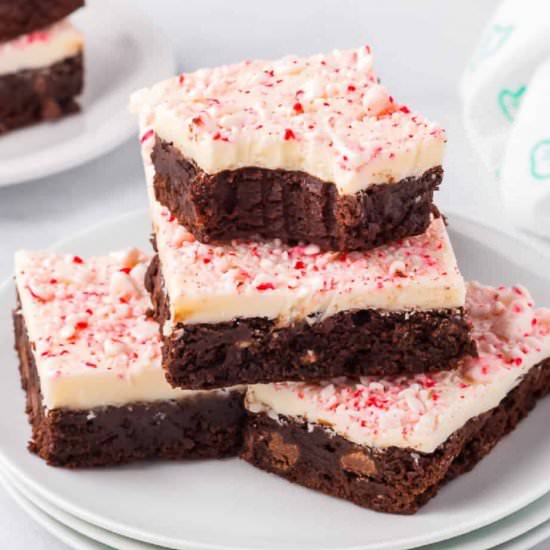 Peppermint Bark Brownies - Recipe photo by OnMyKidsPlate