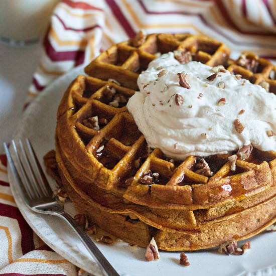 Pumpkin Spice Waffles with Maple - Recipe photo by URBANBAKES