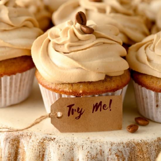 Coffee Cupcakes w/ Caramel Filling - Recipe photo by noshingwiththenolands