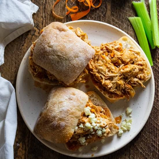 Crockpot Buffalo Chicken Sliders - Recipe photo by Jillianshealthfuleats