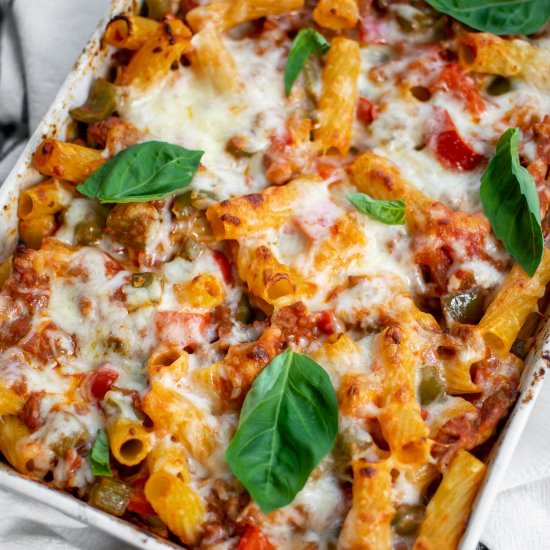 Sausage and Pepper Pasta Bake - Recipe photo by CarolynsCooking