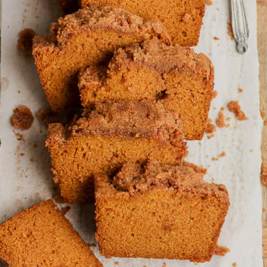 Pumpkin Bread with Streusel Topping - Recipe photo by suebeehomemaker