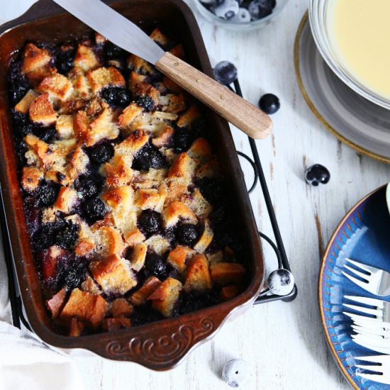 Bread Pudding with Blueberries and - Recipe photo by angiesrecipes