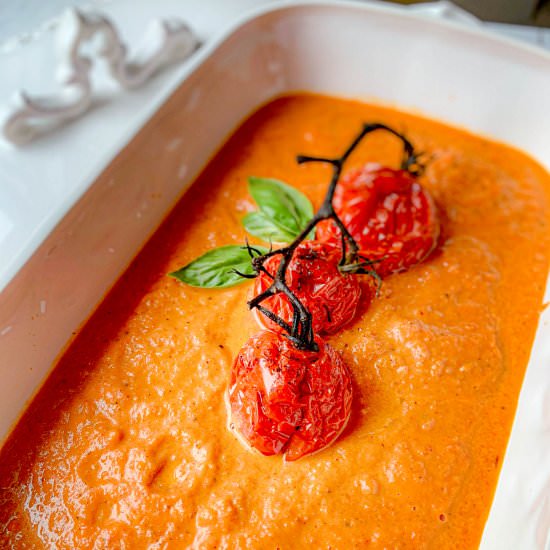 Roasted Cherry Tomato Soup - Recipe photo by NotEntirelyAverage