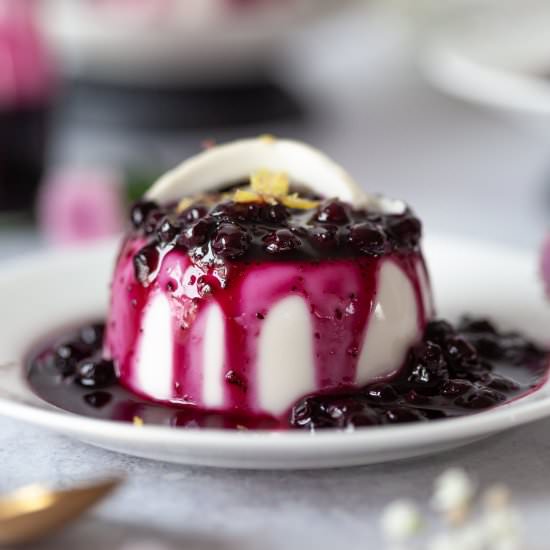 Vegan Panna Cotta with Blueberries - Recipe photo by vibrantplate