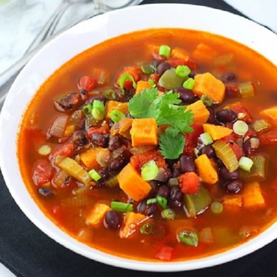 black bean and sweet potato soup - Recipe photo by nowcookthis