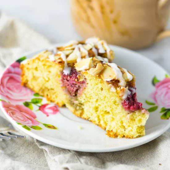 Buttermilk Raspberry Almond Cake - Recipe photo by atasteofmadness