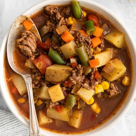 Hamburger Vegetable Soup - Recipe photo by ToSimplyInspire