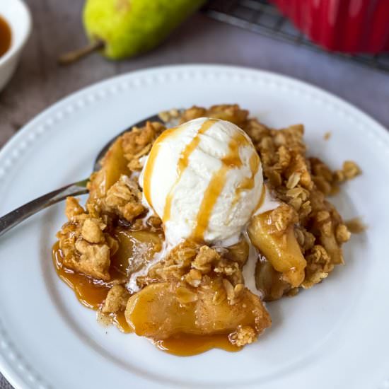 Caramel Apple Pear Crisp - Recipe photo by Whiskfulcooking