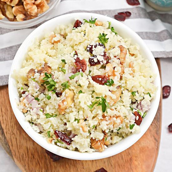 CAULIFLOWER CRANBERRY WALNUT SALAD - Recipe photo by Stylish Cravings