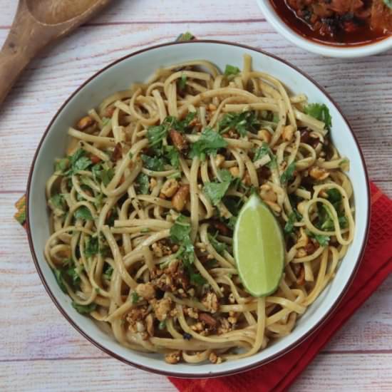 Creamy Coconut Noodles with Peanuts - Recipe photo by Spice Chronicles
