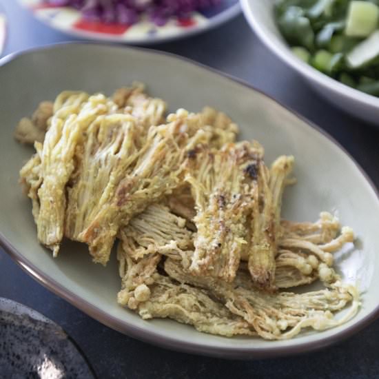 Curry flavor crispy enoki mushrooms - Recipe photo by foodmakesmehappy