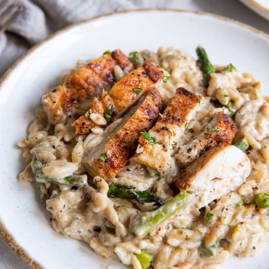 Chicken and Asparagus Orzo - Recipe photo by pumpkinnspice